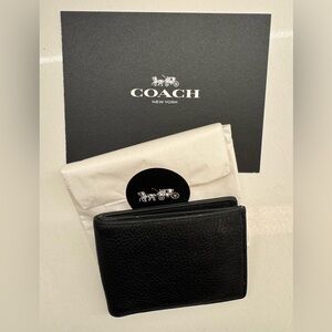 Coach - Slim Billfold Wallet With Signature Canvas Detail